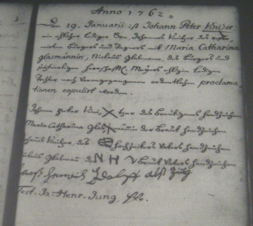 Mariage Finitzer en 1762
