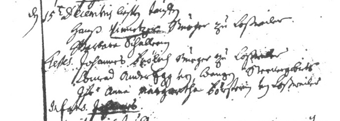 Baptême de johannes finitzer le 15 décembre 1708
